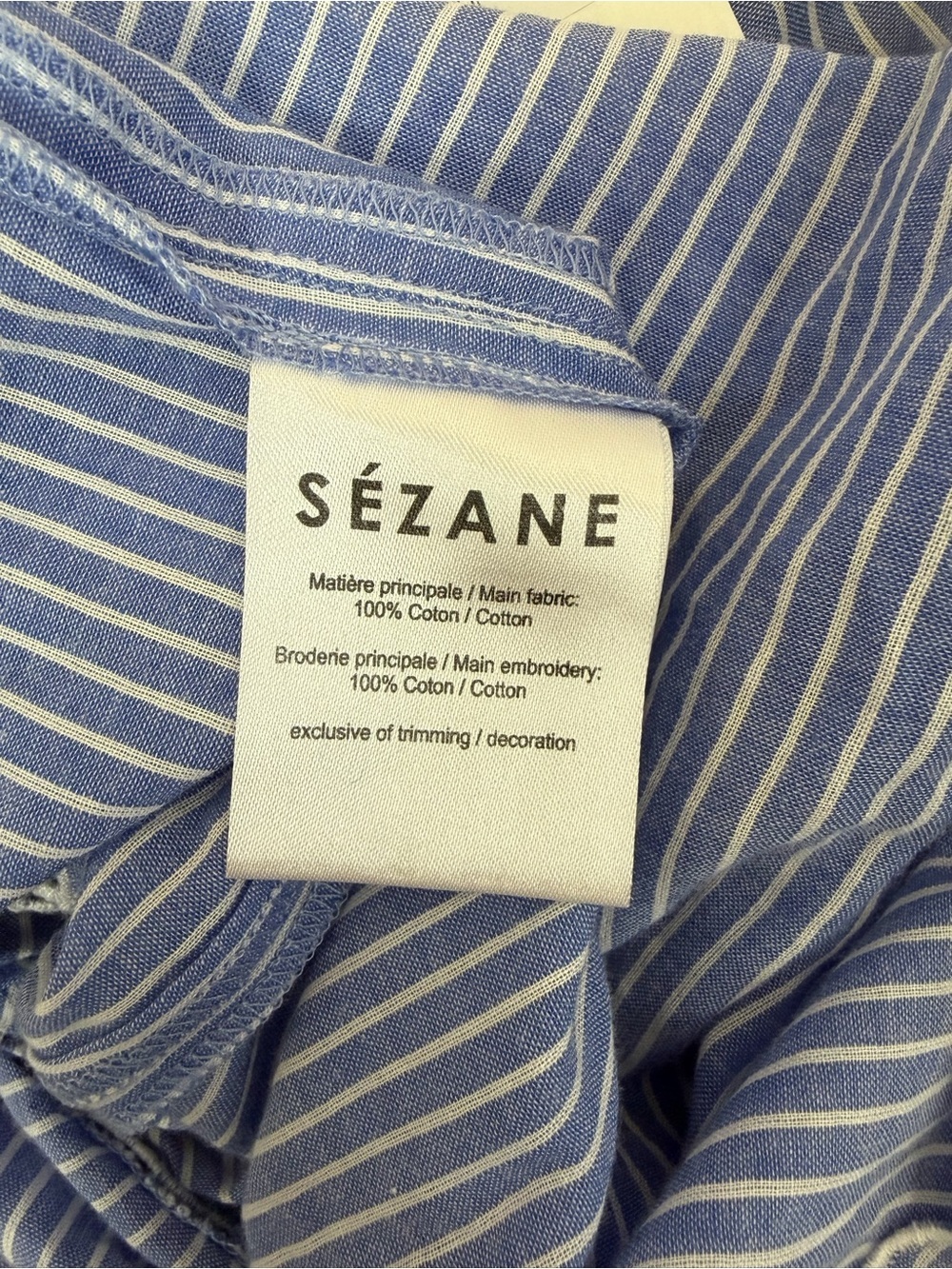 NWT Sezane Tracy Open-Back/Tie-Back Blouse Embroidered Trim - Picture 9 of 10